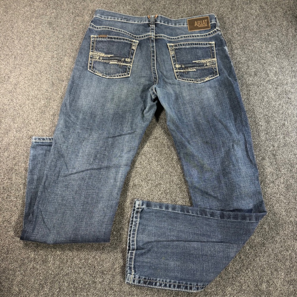Ariat M4 Mens Relaxed Boot Cut Jeans Medium Wash Blue Denim 35x34 Workwear - Picture 5 of 7